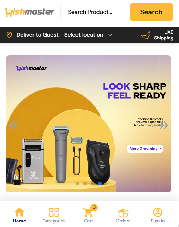 Wishmaster ecommerce homepage campaign